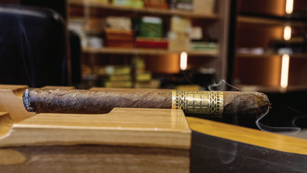 Die Vitola Churchill: elegant und mit langem, nahezu gleichmässigem Abbrand. Länge 17,78 cm, Durchmesser 1,87 cm (Ring 47).