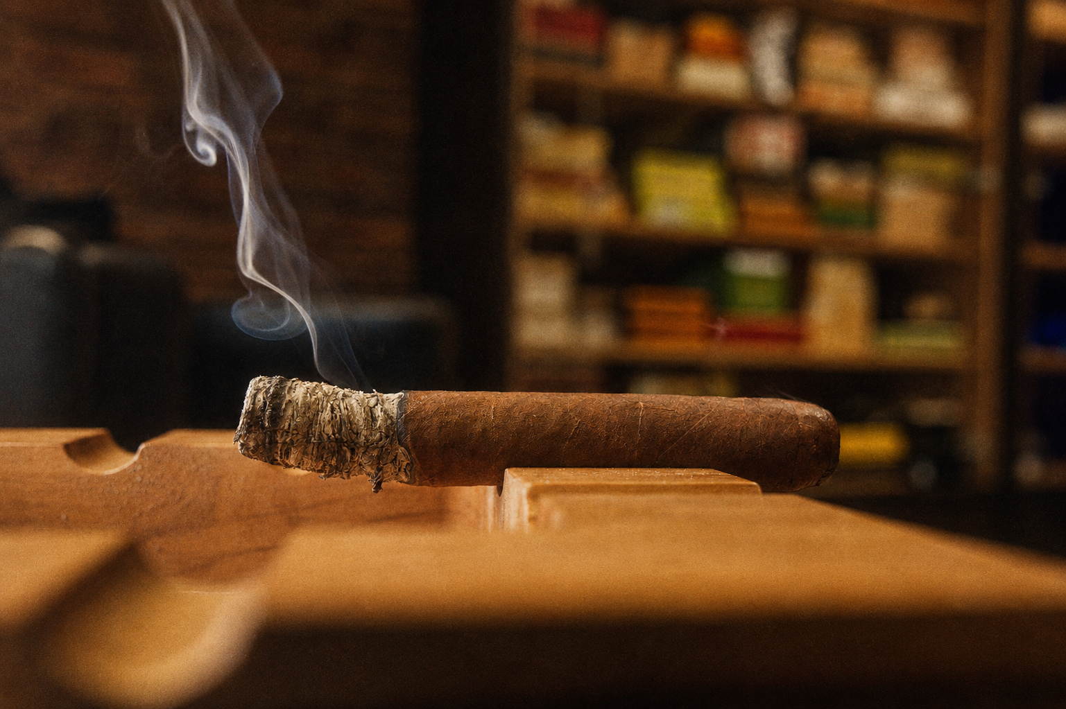 Structure et combustion : le tabac semble réparti de manière homogène, les canaux d'aération sont dégagés. La combustion se déroule de manière régulière et lente tout au long de la dégustation.